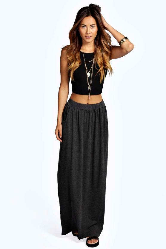 Lizbeth Pocket Front Jersey Maxi Skirt